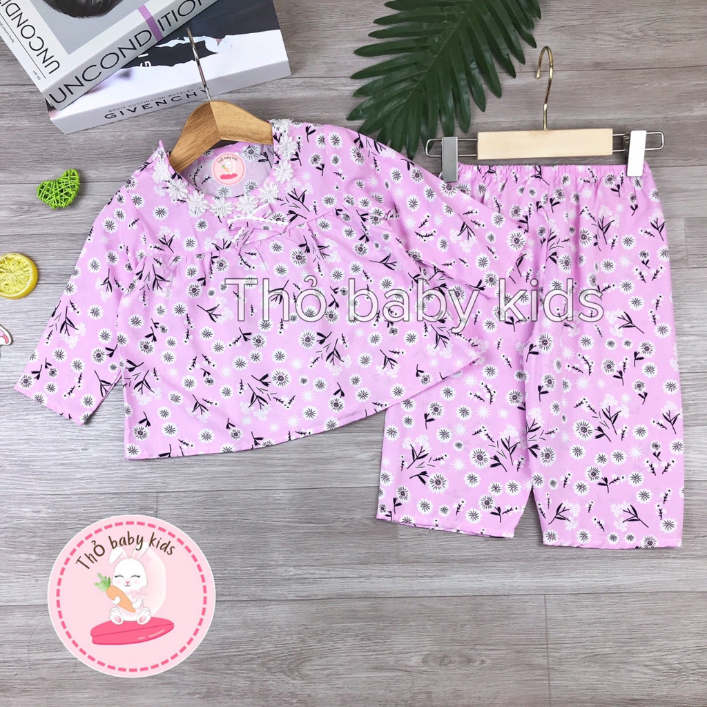 Bộ lanh dài tay quần dài bé gái vải tole,lanh mềm mát, shop thỏ baby kids