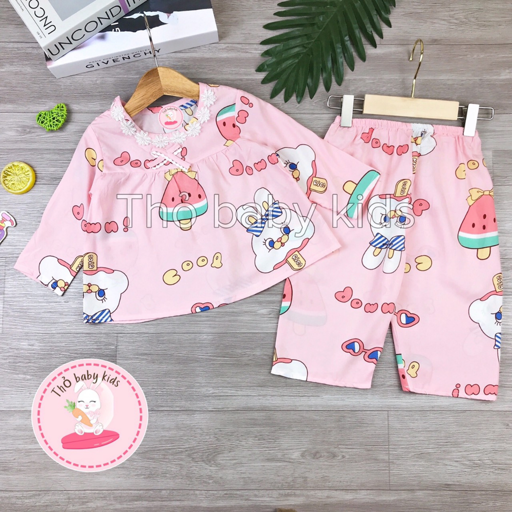 Bộ tole/lanh dài tay quần dài shop thỏ baby kids