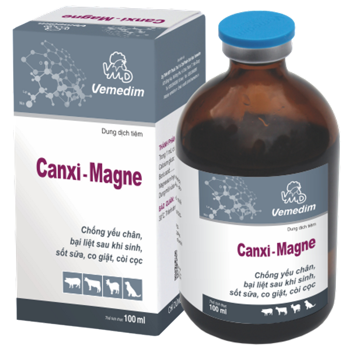 CANXI MAGNE - CHAI 100ML Các trường hợp thiếu hụt can-xi cấp tính (giảm can-xi huyết) và thiếu hụt ma-giê như sốt sữa