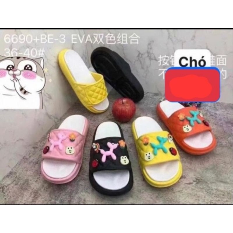 dép siêu 2 lớp gắn hình caro giả xé