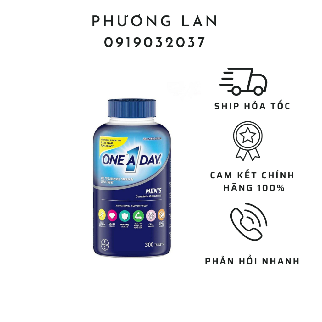 Mẫu Mới One A Day Men 300 viên Mỹ (Nam > 18 tuổi)