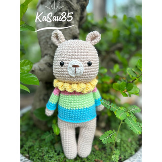 Gấu cầu vồng nhồi bông móc len - Crochet rainbow teddy
