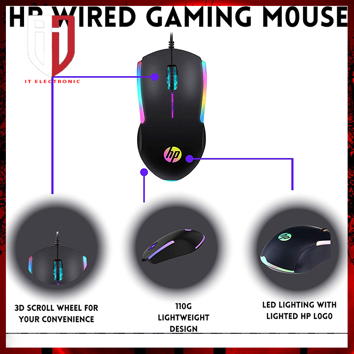 Chuột gaming máy vi tính có dây chính hãng HP M160 có led chuột Pc chơi game