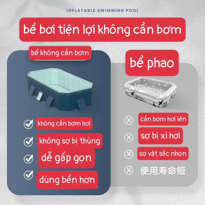 BỂ BƠI KHÔNG CẦN BƠM HƠI SIÊU TIỆN LỢI