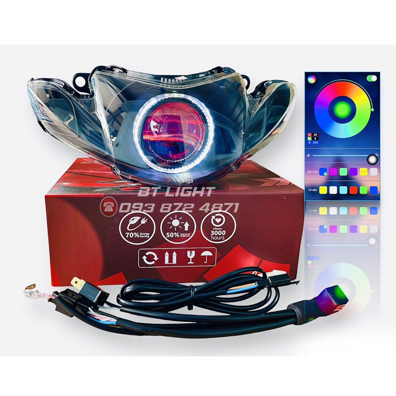 Full Bi cầu M10 Light lên sẵn cho Sirius Xăng cơ