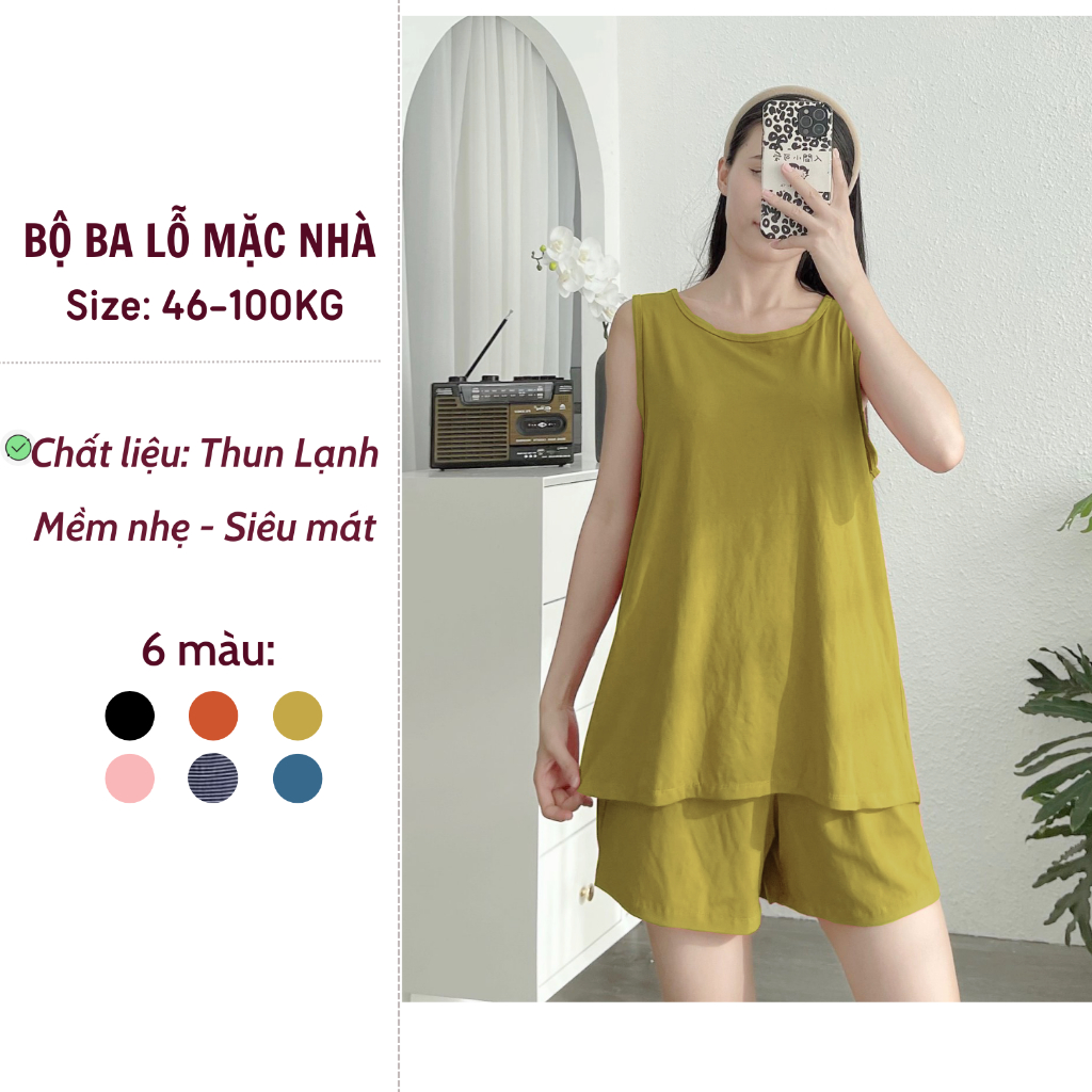 Set bộ ba lỗ sát nách mặc nhà có Bigsize❤Khuất Yến❤chất thun lạnh siêu mát co dãn mềm mịn thoải mái