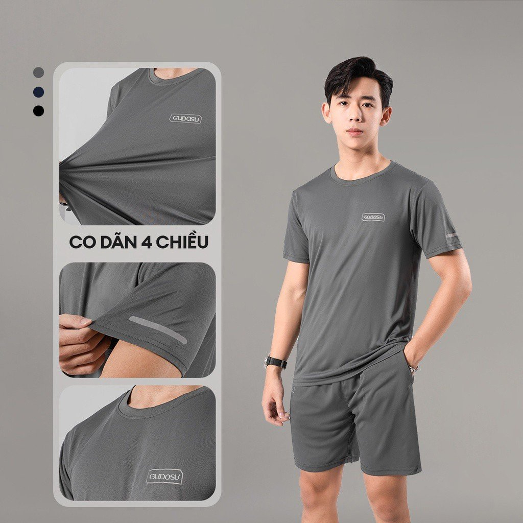 Bộ Thể Thao Nam Cổ Tròn Tay Ngắn Chất Liệu Thun Lạnh Coolmax Thấm Hút Mồ Hôi Tốt Full size 45-95kg