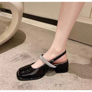 Giày Cao Gót Pixie 3cm Hở Gót Quai Đính Đá X987