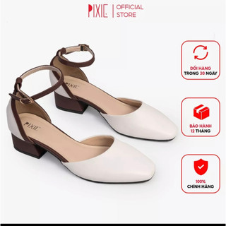 Giày Cao Gót Pixie 3cm Mũi Vuông Phối Màu X943