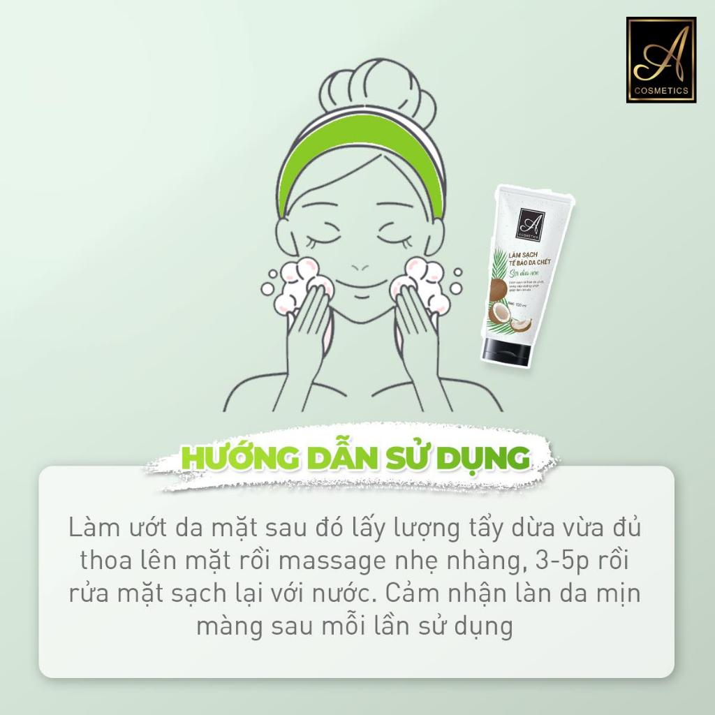 Muối tẩy tế bào chết da mặt Sợi dừa non Acosmetics, Làm sạch tế bào da chết 120ml