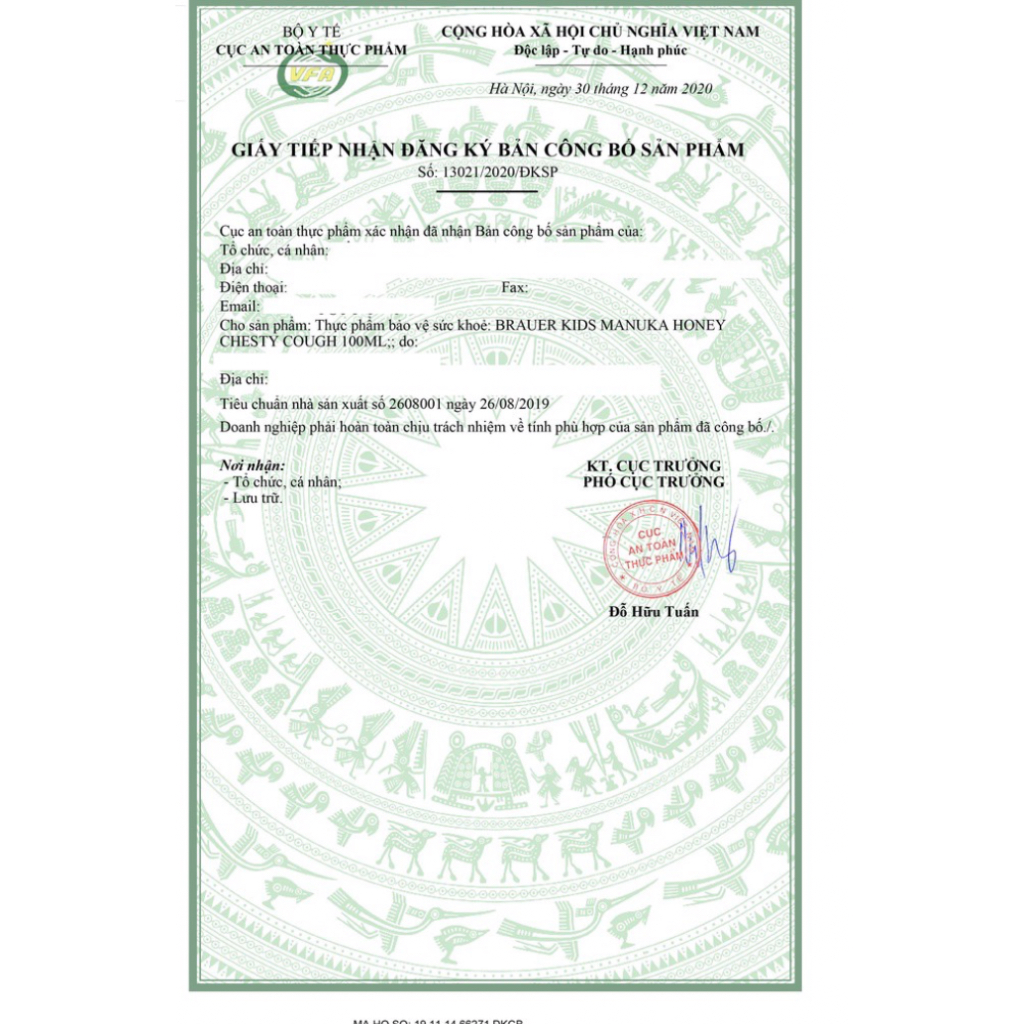 Siro Giảm Ho Có Đờm cho trẻ từ 2 tuổi  BRAUER Manuka Honey Chesty Cough Mẫu mới