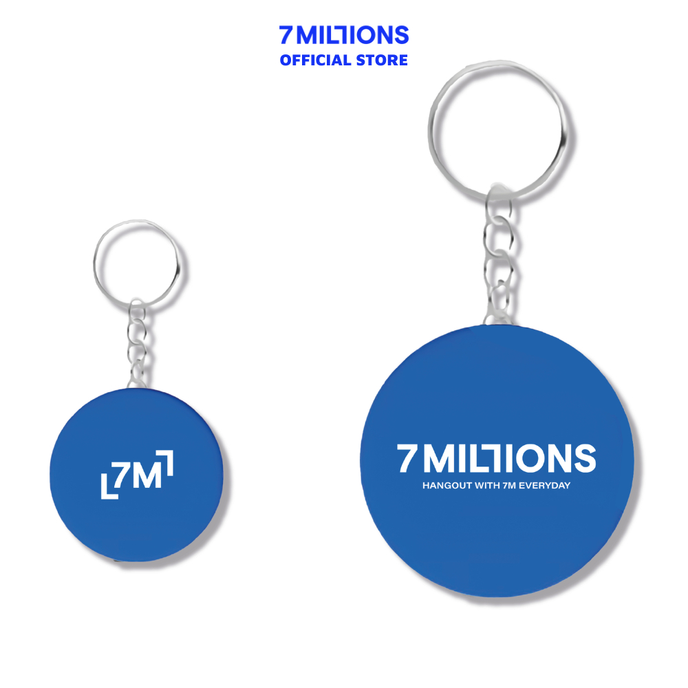 Móc khóa tròn 7 MILLIONS - Màu Xanh - Nhựa Mica