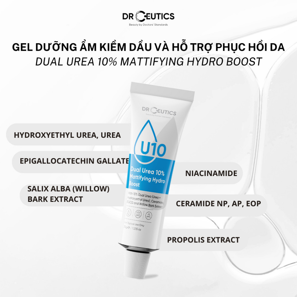 DRCEUTICS Gel Dưỡng Ẩm Kiềm Dầu Và Phục Hồi Da Dual Urea 10% Mattifying Hydro Boost (35g)