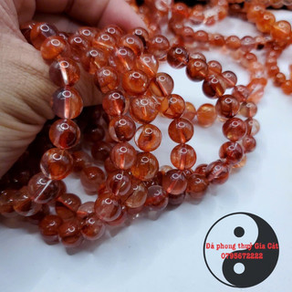 Vòng tay đá thach anh lửa 5A fire quartz kiểm định