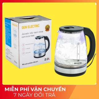Ấm Siêu Tốc Thủy Tinh Gen Electric 2L - Thân Kính Chịu Lực DÀY DẶN - Công suất MẠNH MẼ 1500W  - Tự động ĐÓNG NGẮT