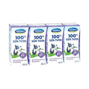 Sữa tiệt trùng Vinamilk có đường/ ít đường/ không đường/ Dâu/ Socola lốc 4 hộp x 180ml