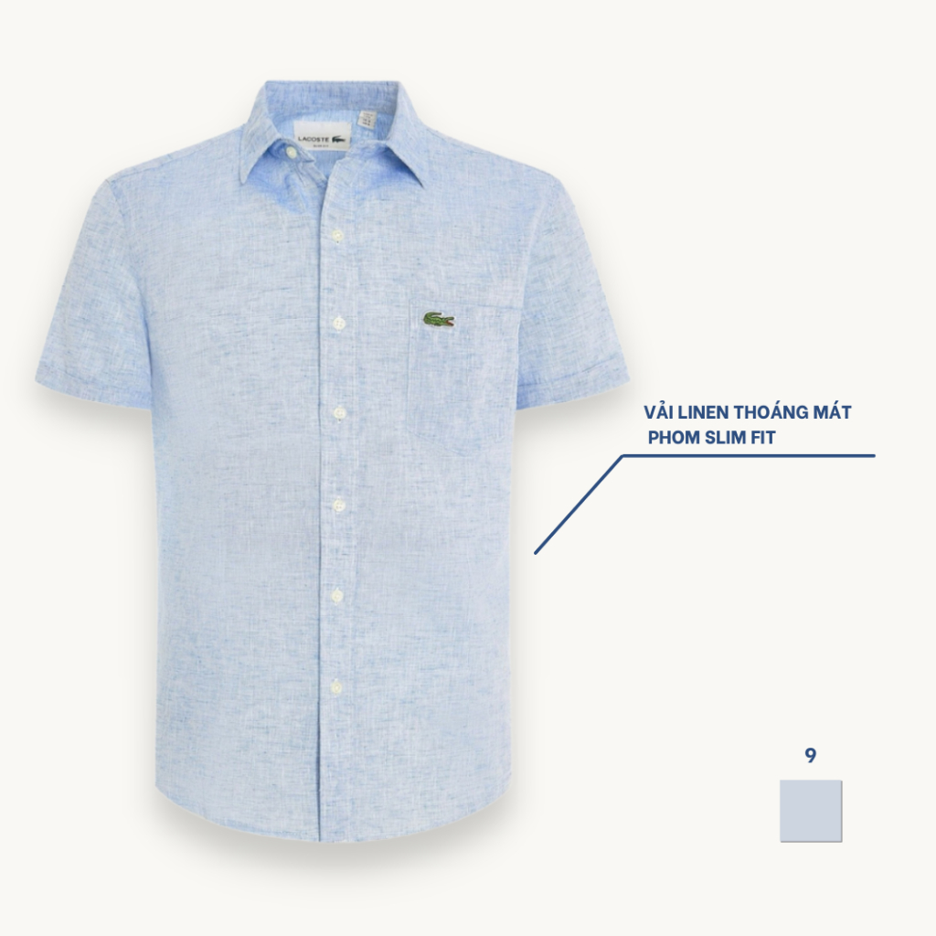 Áo sơmi nam tay ngắn, sơ mi nam cộc tay basic, vải linen thoáng mát, form slim fit M09-16