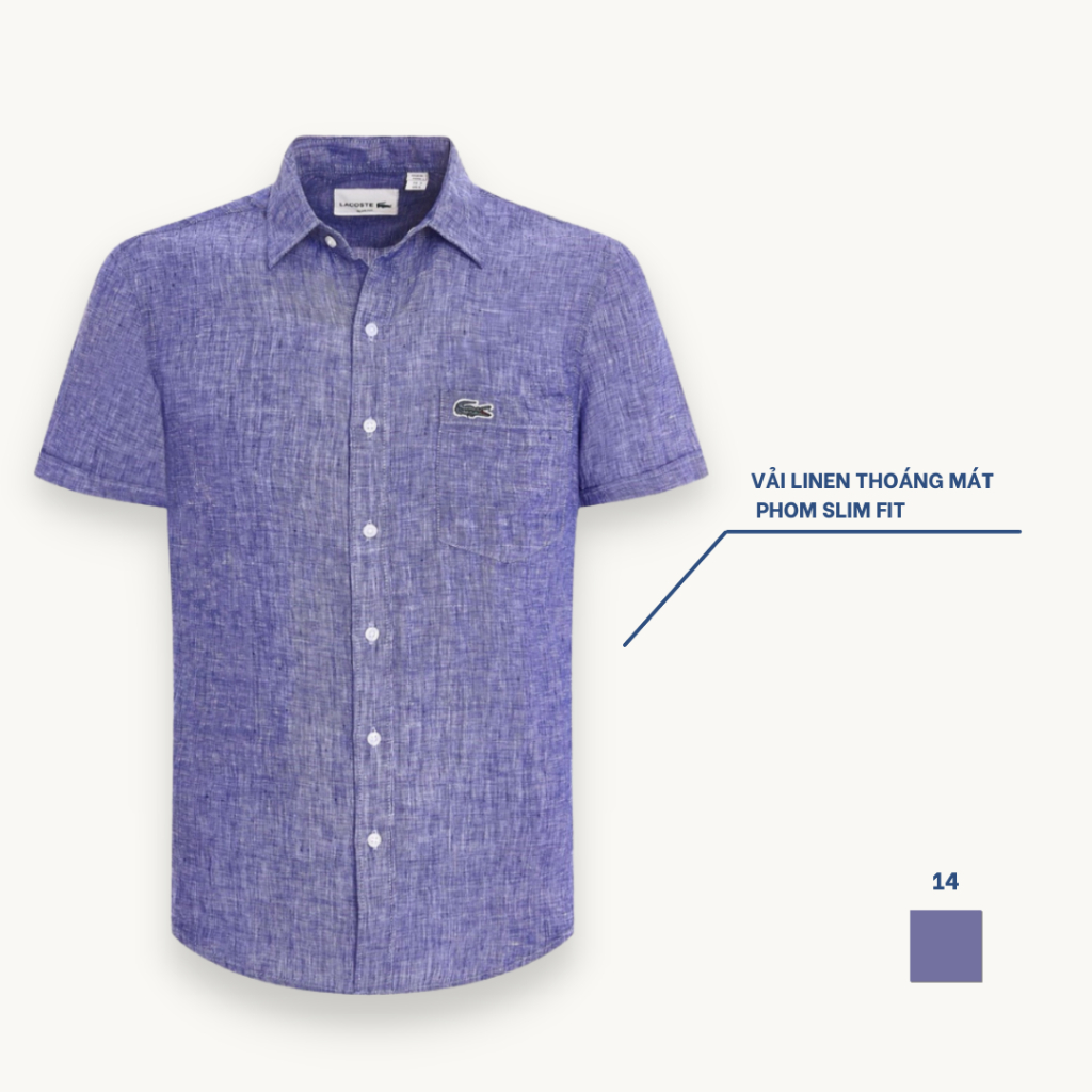 Áo sơmi nam tay ngắn, sơ mi nam cộc tay basic, vải linen thoáng mát, form slim fit M09-16