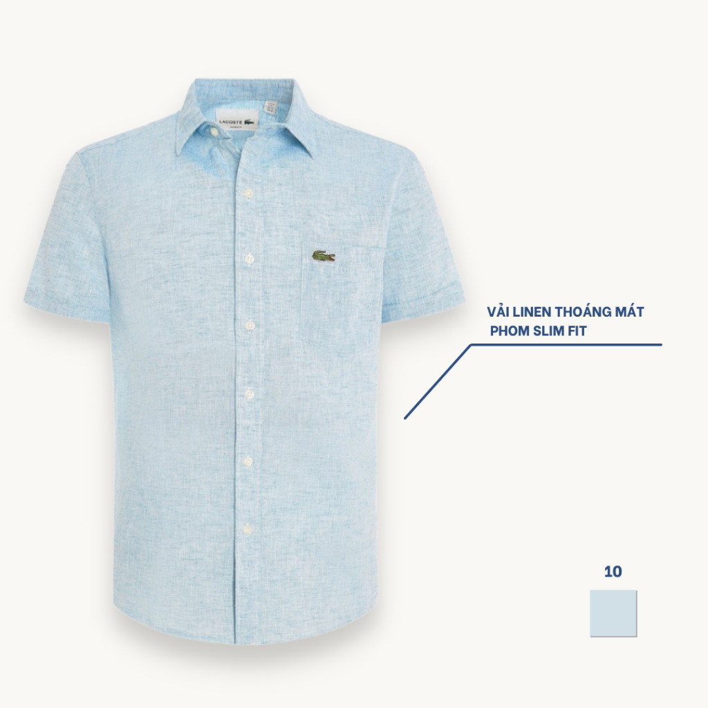 Áo sơmi nam tay ngắn, sơ mi nam cộc tay basic, vải linen thoáng mát, form slim fit M09-16