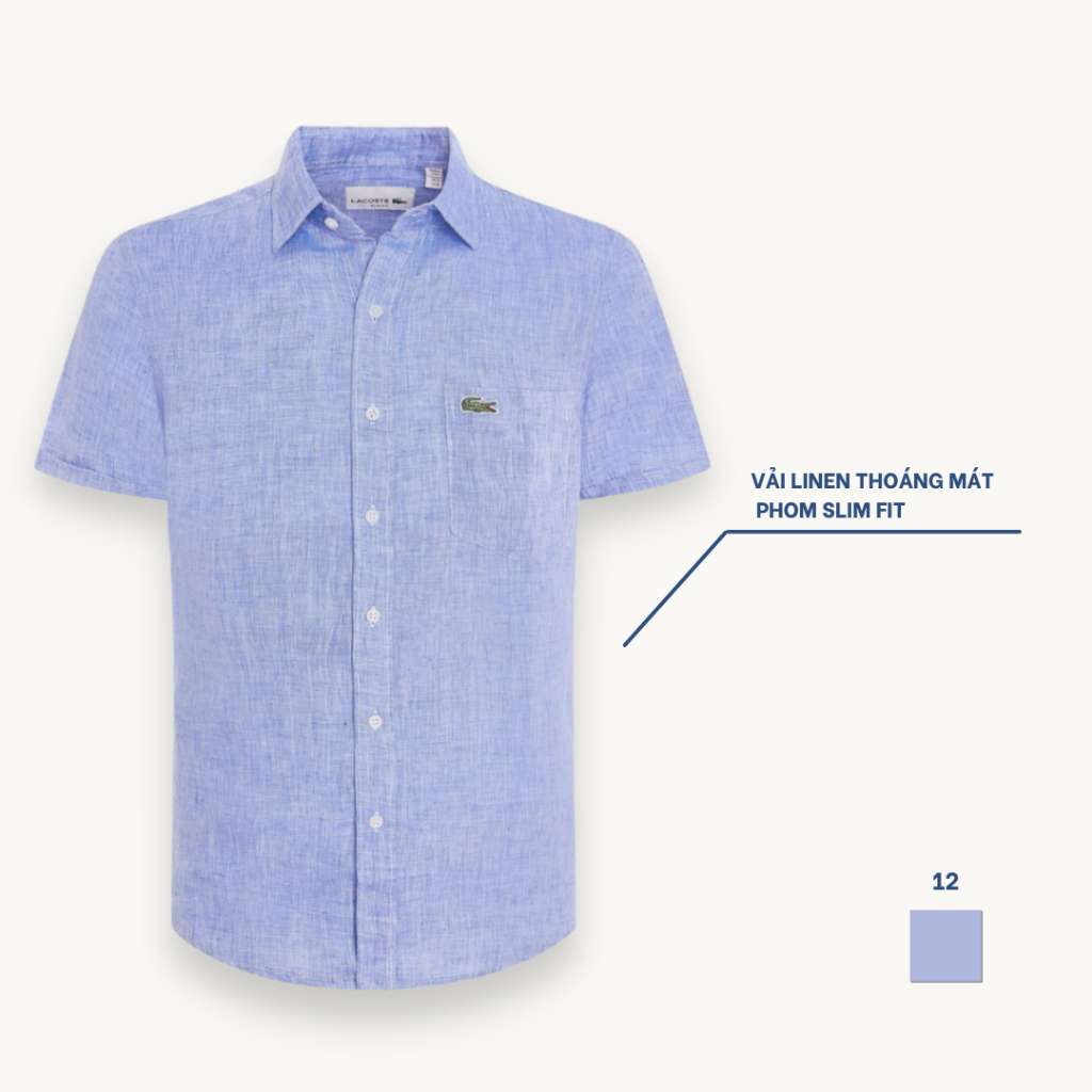 Áo sơmi nam tay ngắn, sơ mi nam cộc tay basic, vải linen thoáng mát, form slim fit M09-16