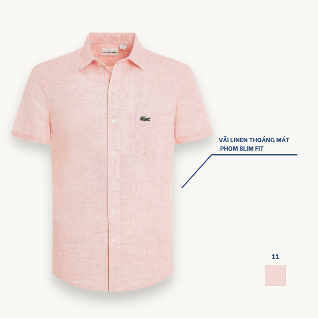Áo sơmi nam tay ngắn, sơ mi nam cộc tay basic, vải linen thoáng mát, form slim fit M09-16