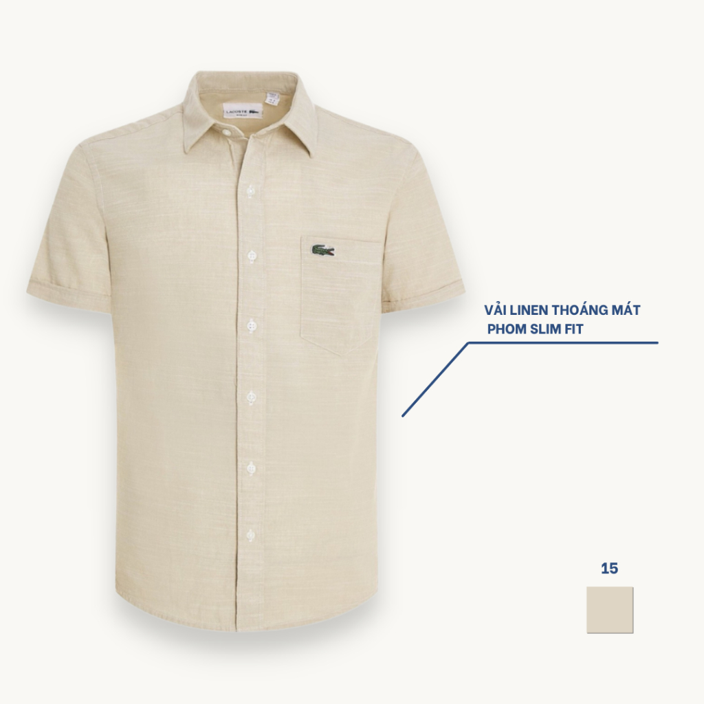 Áo sơmi nam tay ngắn, sơ mi nam cộc tay basic, vải linen thoáng mát, form slim fit M09-16