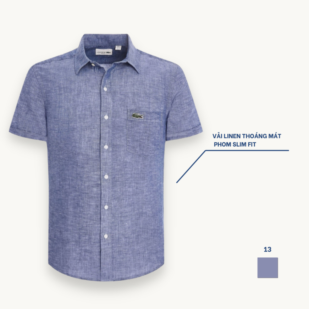 Áo sơmi nam tay ngắn, sơ mi nam cộc tay basic, vải linen thoáng mát, form slim fit M09-16