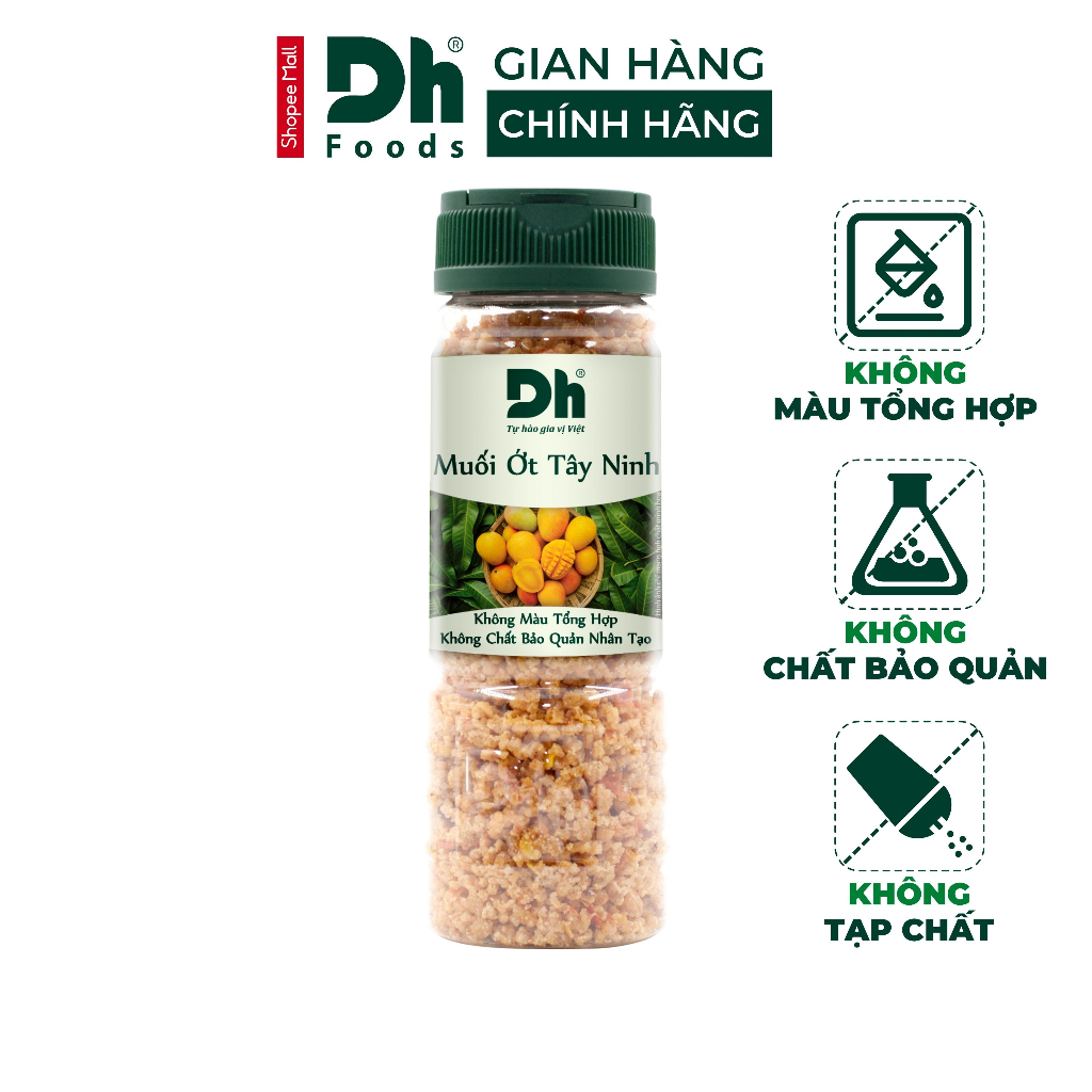 Muối ớt Tây Ninh DH Foods hạt to gia vị chấm hoa quả loại 1 thơm ngon 60/80/110gr - DHMTN45