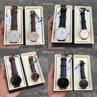 Đồng hồ đôi nam nữ DVV dây da, đồng hồ cặp thiết kế thời trang hiện đại - OneTime Store