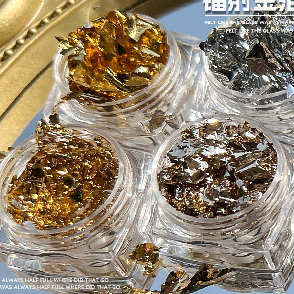 Giấy nhún bạc vàng nail Khổng Tước ẩn gel lấp lánh trang trí móng tay