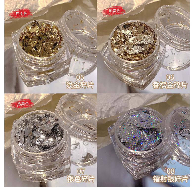 Giấy nhún bạc vàng nail Khổng Tước ẩn gel lấp lánh trang trí móng tay