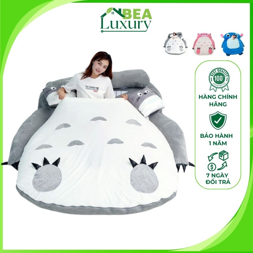 Đệm Totoro, Stitch, Nệm Ngủ Hình Thú, Ghế Tựa Lưng Ngồi Bệt, Nệm Lười Gấp Gọn Tặng Kèm Gối