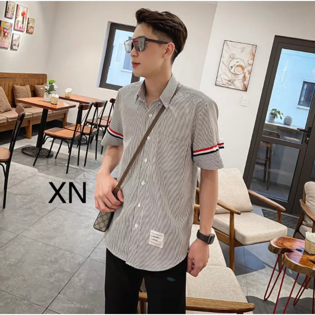 Sơ Mi Thom Browne Cộc Tay , Áo Sơ Mi Thom Kẻ Viền Trong Cao Cấp | BigBuy360 - bigbuy360.vn