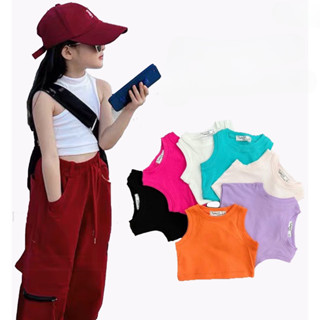 (08-26kg) Áo thun bé gái áo croptop cho bé thun zip cotton co giãn mềm mát xinh xắn