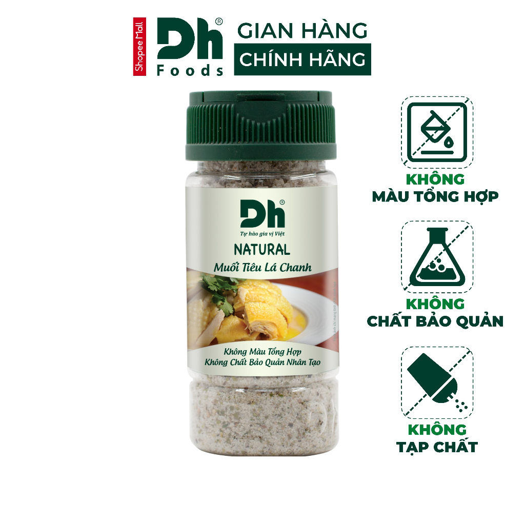 Muối tiêu lá chanh Natural DH Foods gia vị chế biến thực phẩm loại 1 thơm ngon 55/110gr - DHMTN85