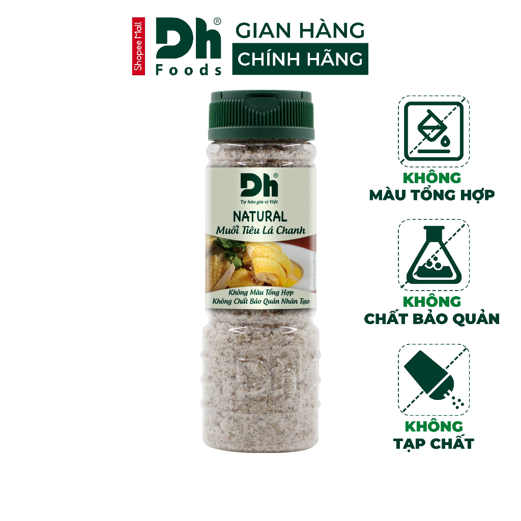 Muối tiêu lá chanh Natural DH Foods gia vị chế biến thực phẩm loại 1 thơm ngon 55/110gr - DHMTN85