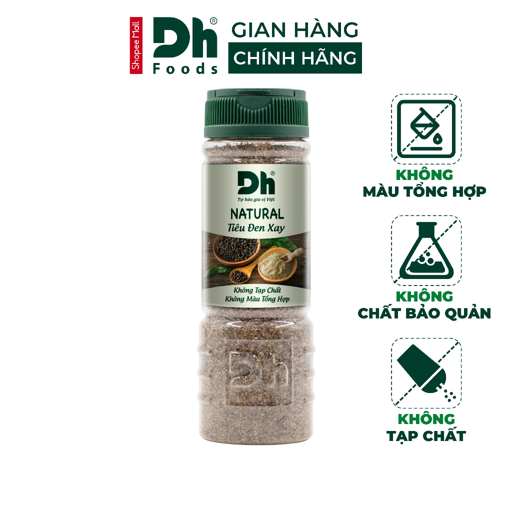 Tiêu đen xay nguyên chất Natural DH Foods chế biến thực phẩm 45gr/80gr - DHGVT28