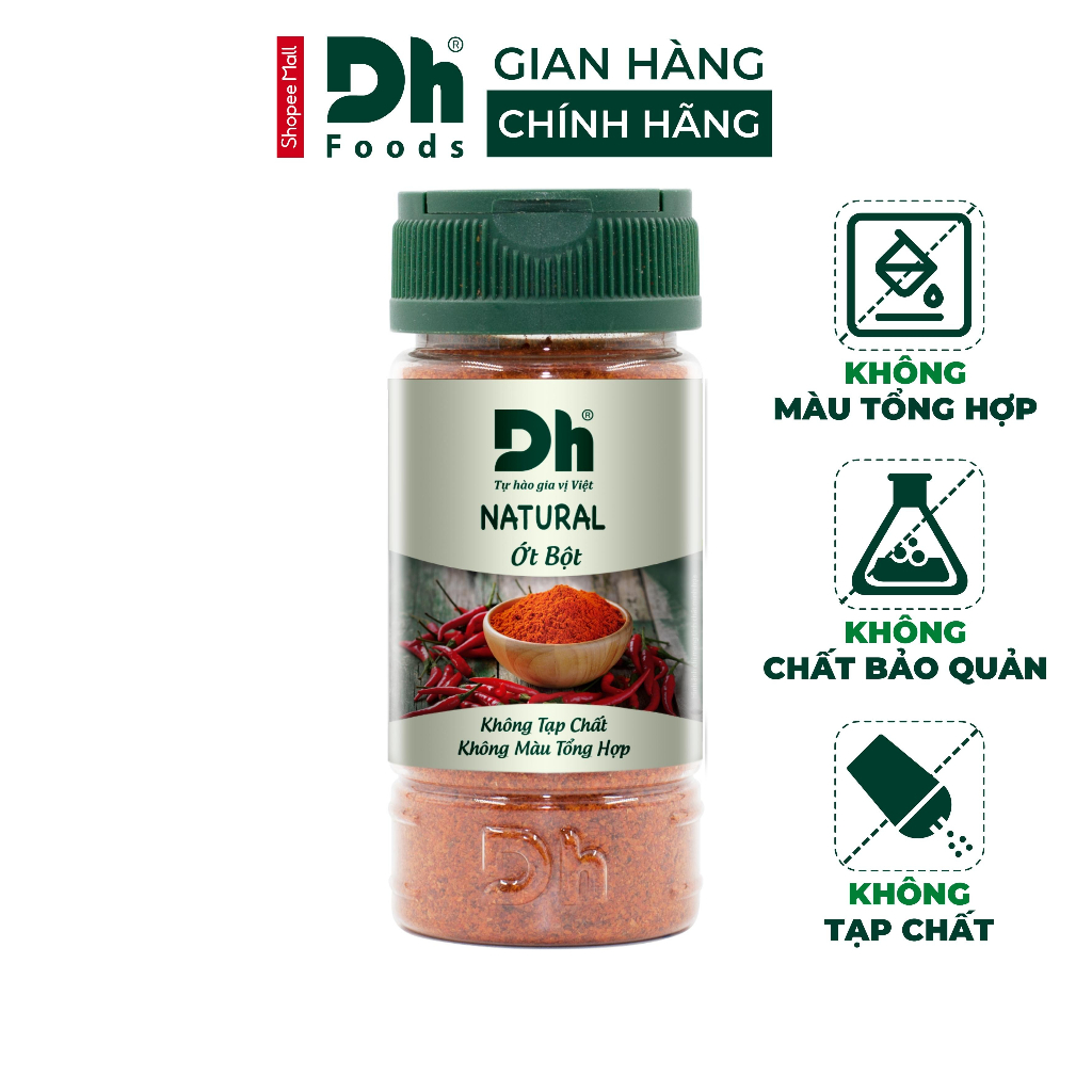 Ớt bột xay nguyên chất Natural DH Foods chế biến món ăn 30gr/60gr - DHGVT31