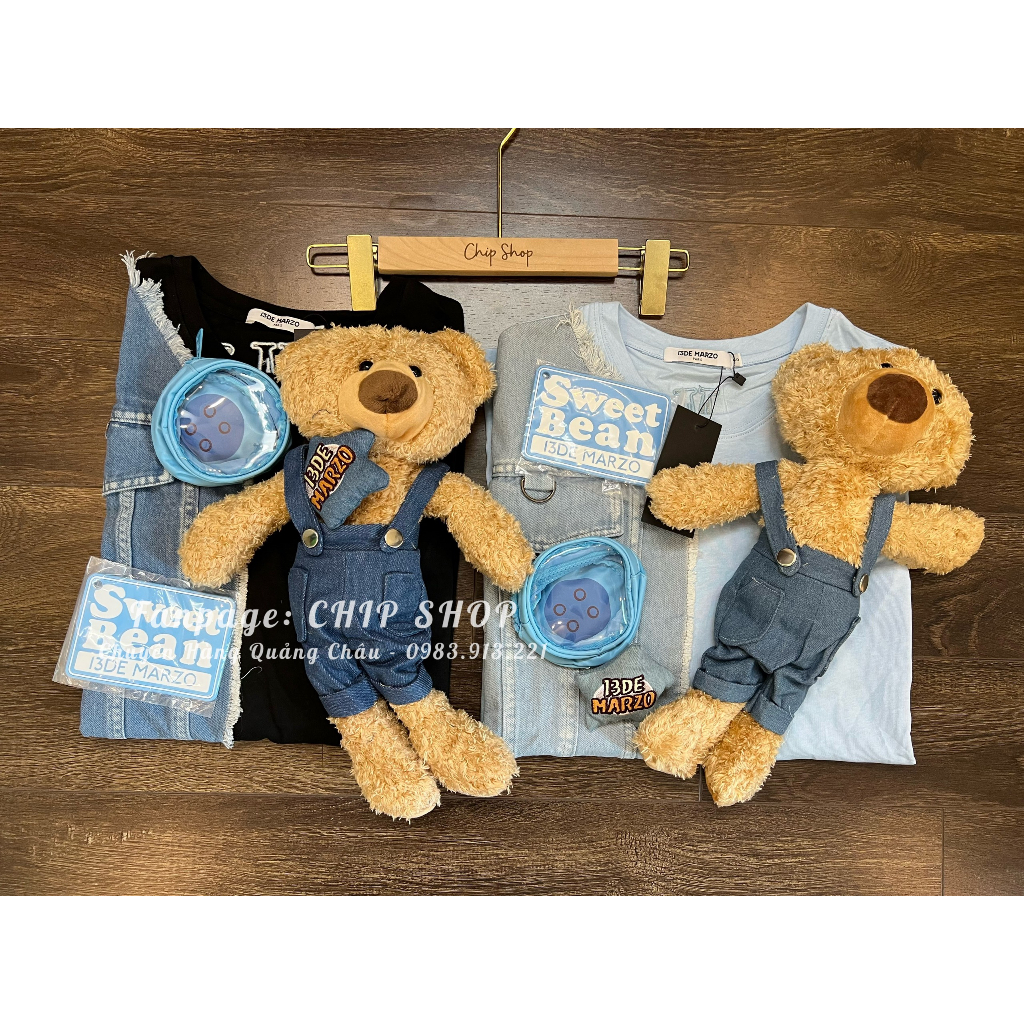 ❗️Áo phông gấu pha  jean𝟏 𝟑 𝐃 𝐞 𝐌 𝐚 𝐫 𝐳 𝐨  Form RỘNG unisex chất cotton ĐẸP❗️