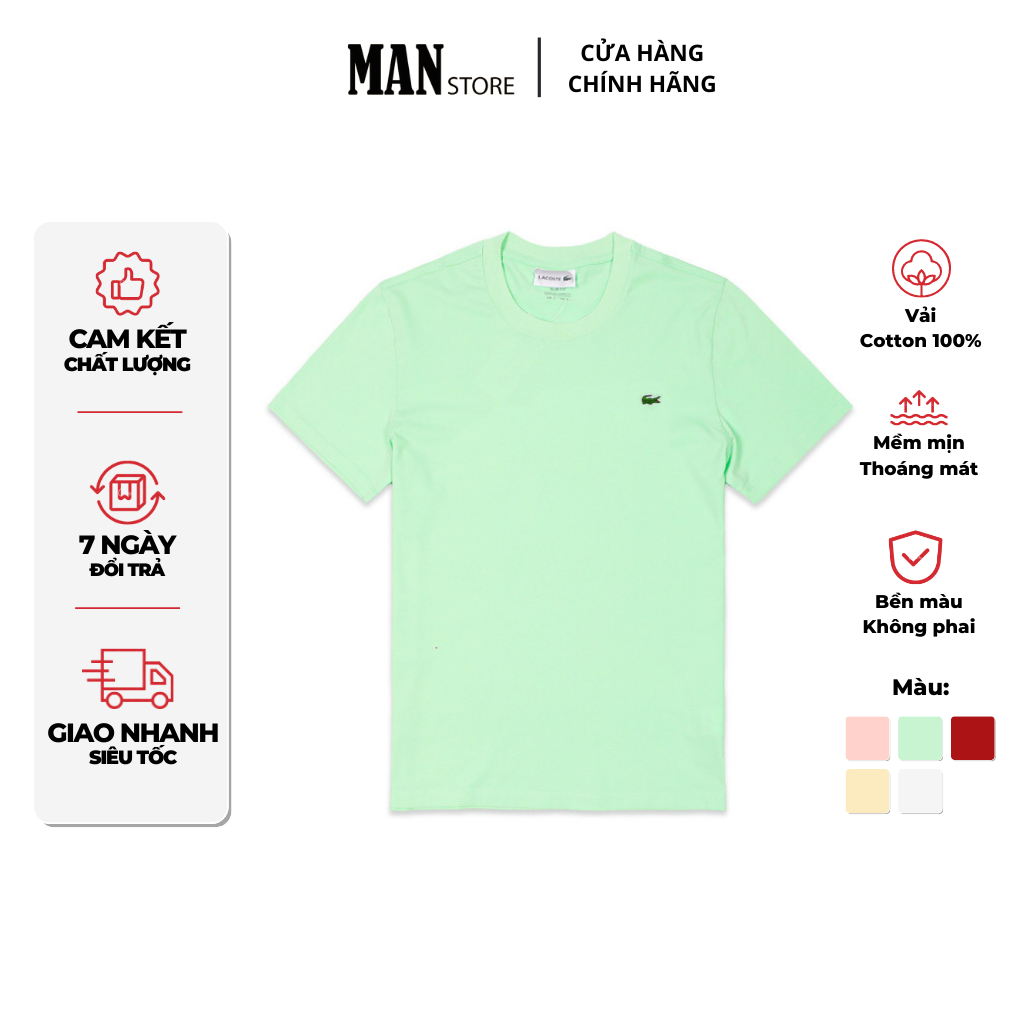 Áo thun nam tay ngắn cổ tròn trơn basic, vải cotton thoáng mát