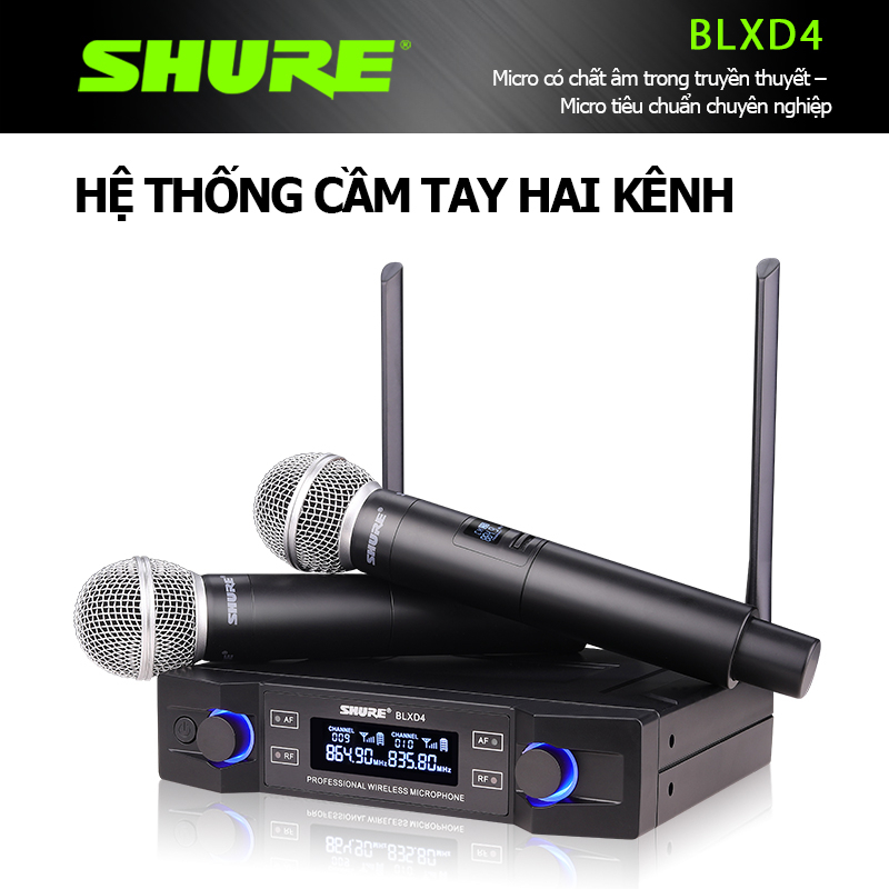 Micro không dây cao cấp,shuer/BLXD4 microphone wireless,micro hát karaoke không dây chống hú