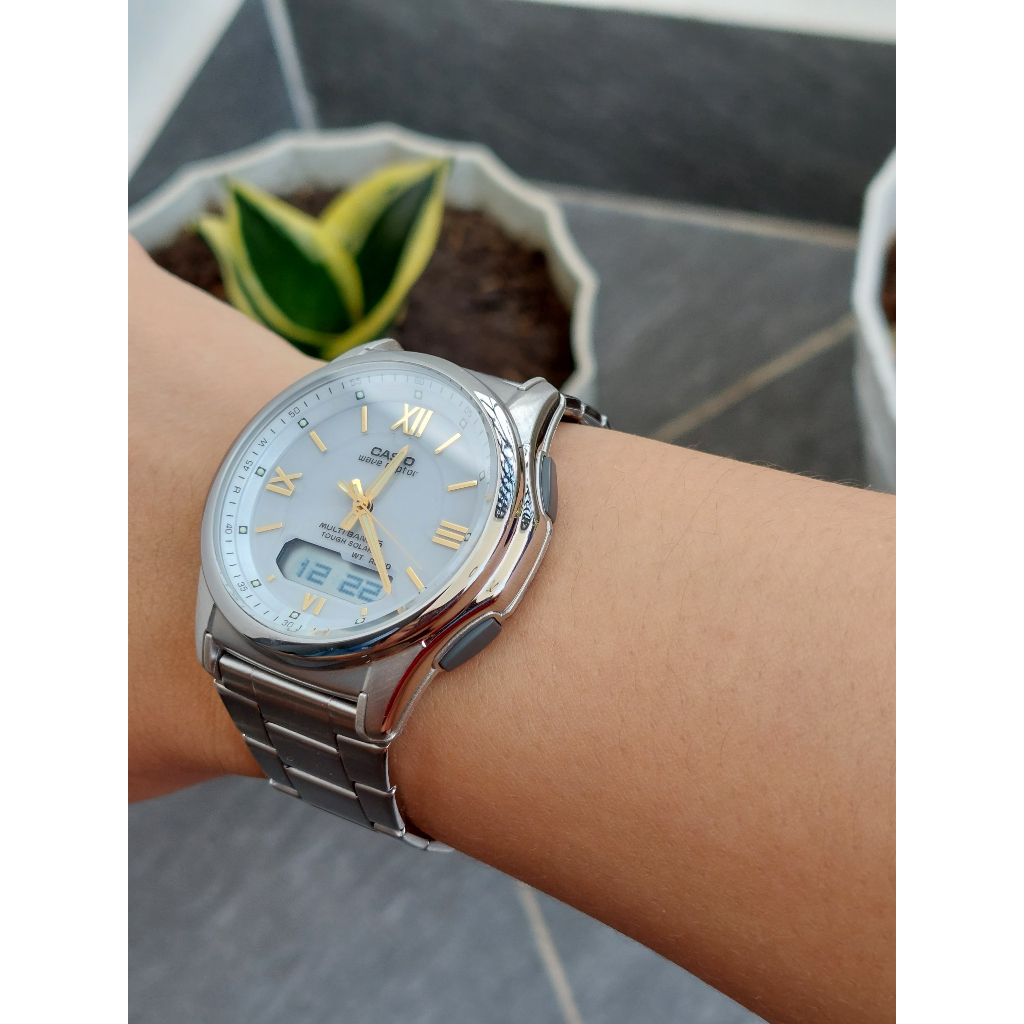 Đồng hồ nam Casio Wave.Ceptor M.630 mặt trắng pin năng lượng ánh sáng hàng Si