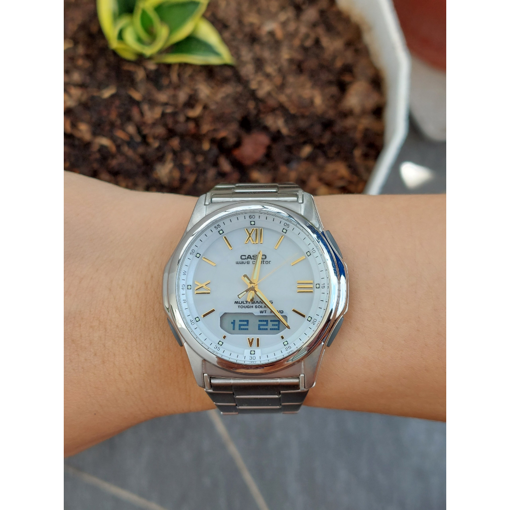 Đồng hồ nam Casio Wave.Ceptor M.630 mặt trắng pin năng lượng ánh sáng hàng Si