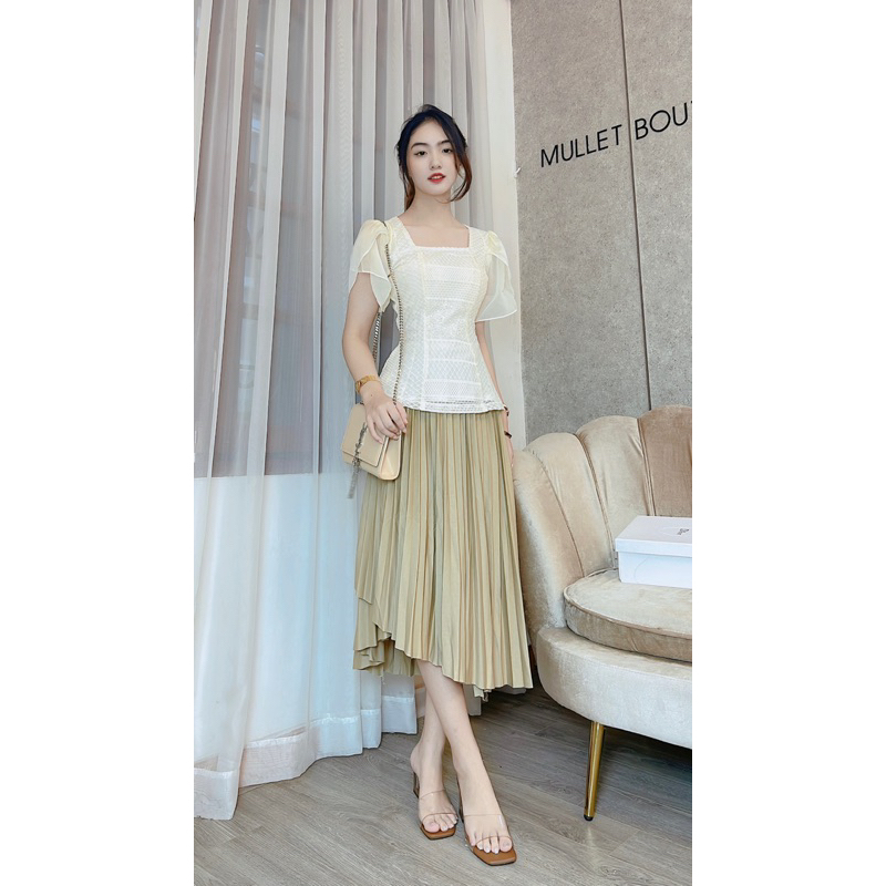 SET ÁO REN TAY BÚP+ CHÂN VÁY