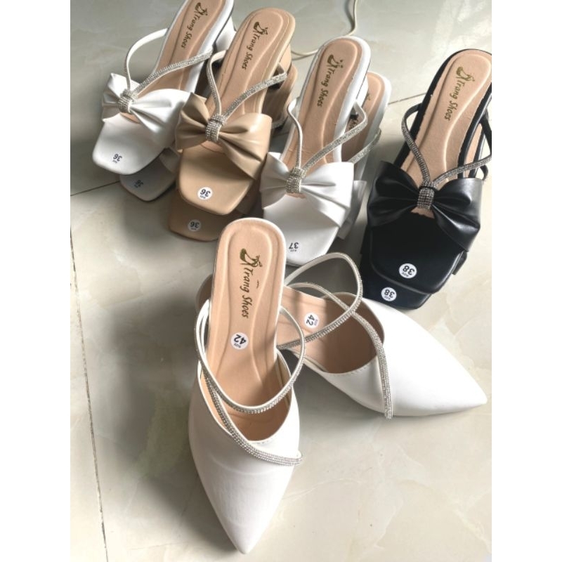 Sục Gót 3 phân mũi nhọn chéo xoàn sang trọng big size 35-45
