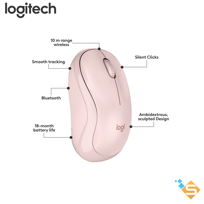 Chuột Bluetooth Không Ồn Logitech M240 Silent Không Dây Nhỏ gọn, Tương thích Windows, macOS - Bảo hành chính hãng 2 năm