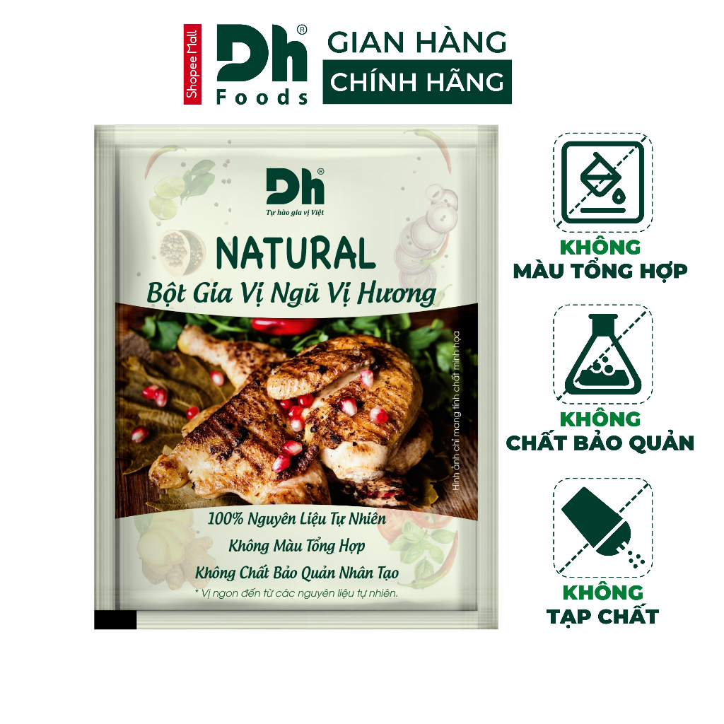 Bột gia vị ngũ vị hương Natural DH Foods ướp thịt nêm sẵn thành phần tự nhiên gói 10gr - DHGVT78