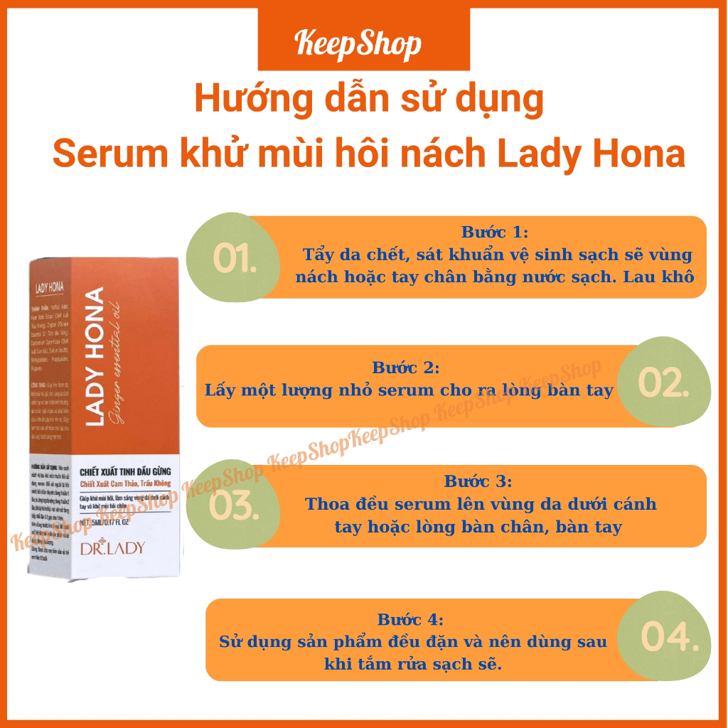 Hôi nách Keepshop Serum khử mùi hôi nách Lady Hona Dr Lady khử mùi, sáng da, chống mồ hôi tay, chân, nách 5ml