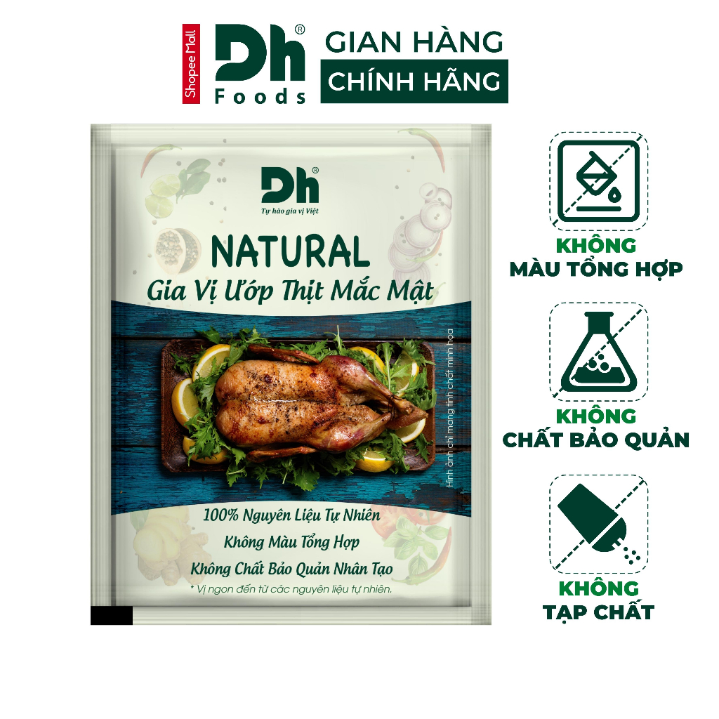 Gia vị ướp thịt mắc mật Natural DH Foods nêm sẵn thành phần tự nhiên gói 10gr - DHGVT86