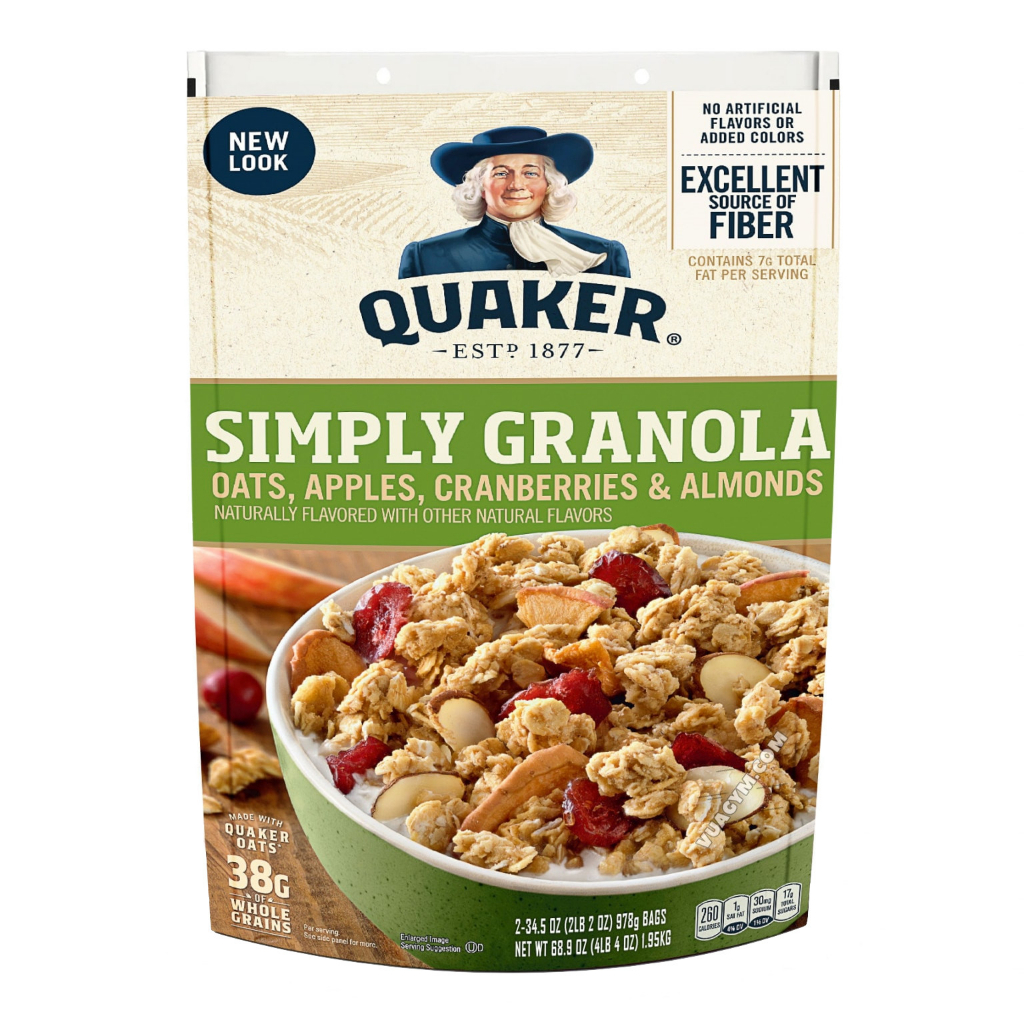 {100%USA+ Hoá đơn MH+AIR} Quaker Oats Instant Granola, Yến mạch ăn liền nhiều vị, 978gr, Hổ trợ giảm cân